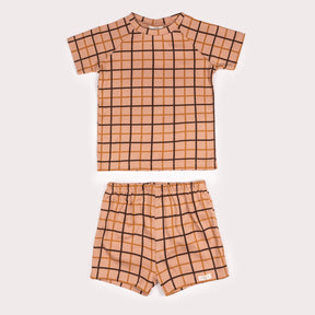 Pyjashort Enfant carreaux café crème