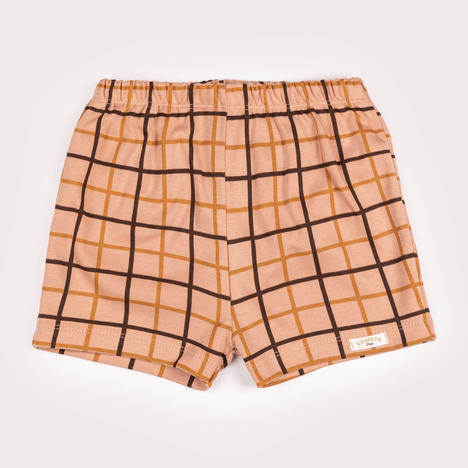 Pyjashort Enfant carreaux café crème