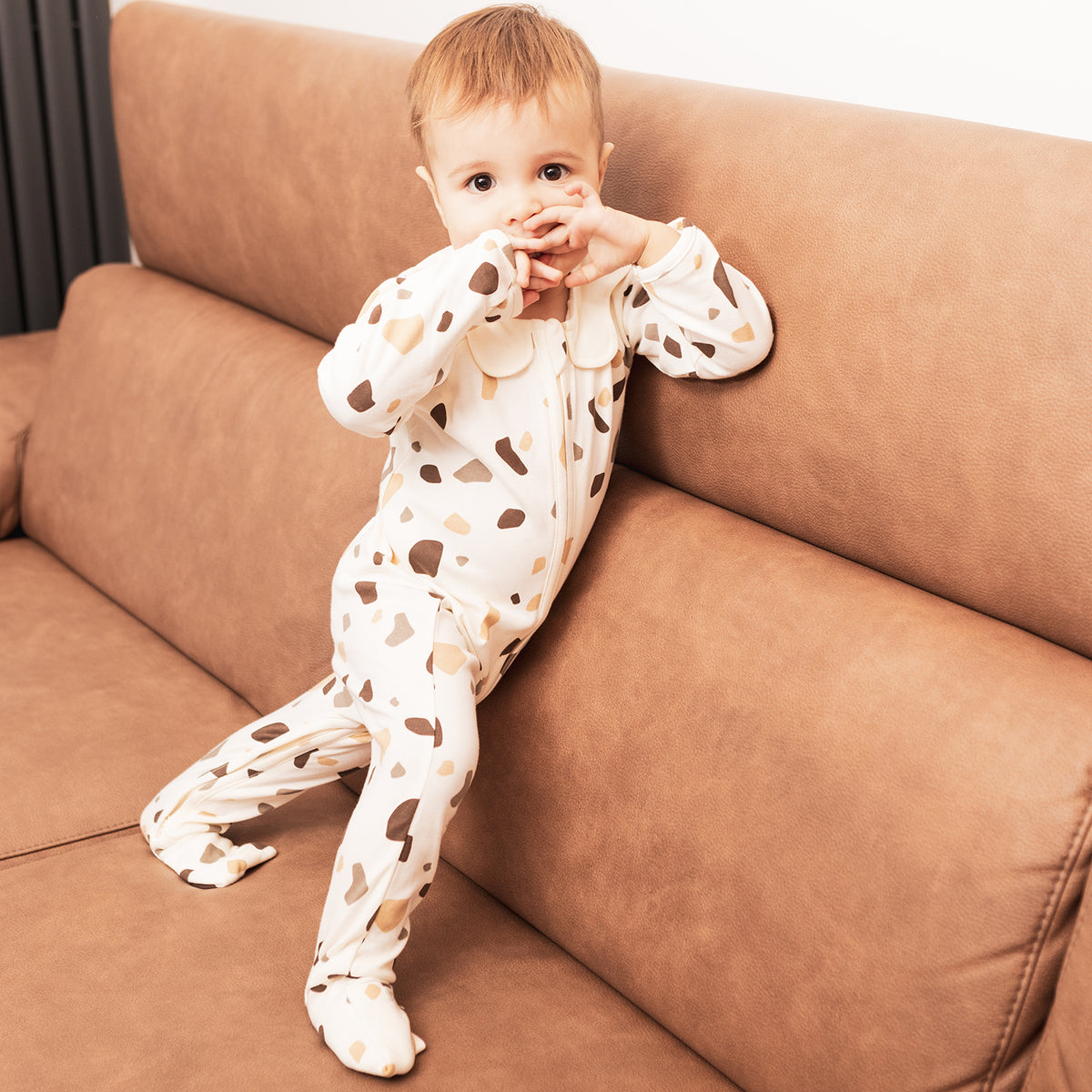 Pyjama bébé imprimé carreaux et col Hanabira